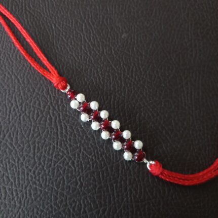 Elegant Silver Beads Rakhi