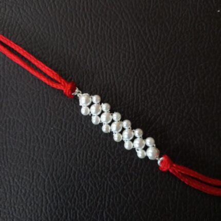 Gleaming Silver Beads Rakhi