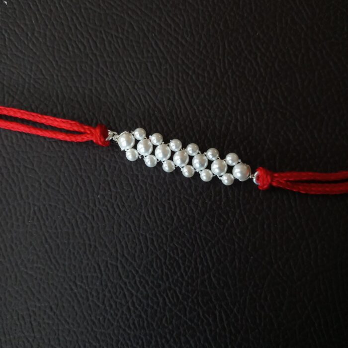 Gleaming Silver Beads Rakhi