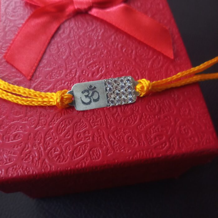 925 Silver Om Rakhi with Sacred Gemstone