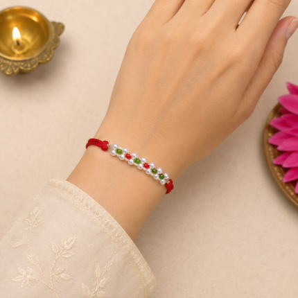 Shimmering Silver Beads Rakhi