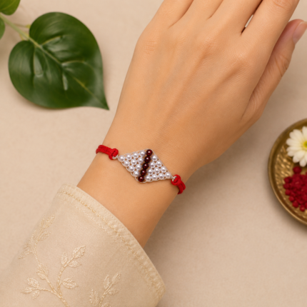 Radiant Silver Beads Rakhi