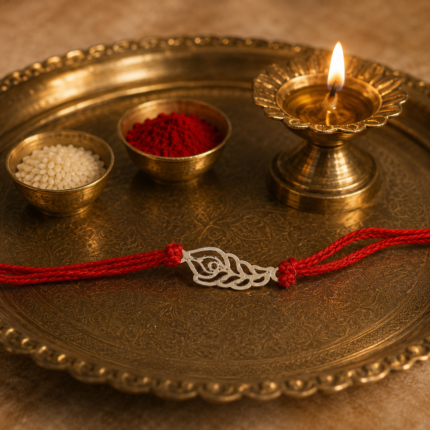 Elegant Plumage: Handcrafted Morpankh Silver Rakhi
