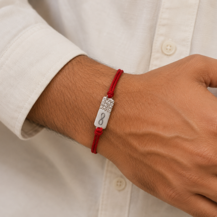 Infinity Stone Rakhi in Sterling Silver 925: Unending Affection