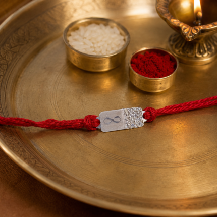 Infinity Stone Rakhi in Sterling Silver 925: Unending Affection