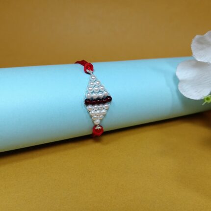 Radiant Silver Beads Rakhi