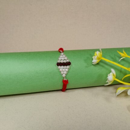 Radiant Silver Beads Rakhi