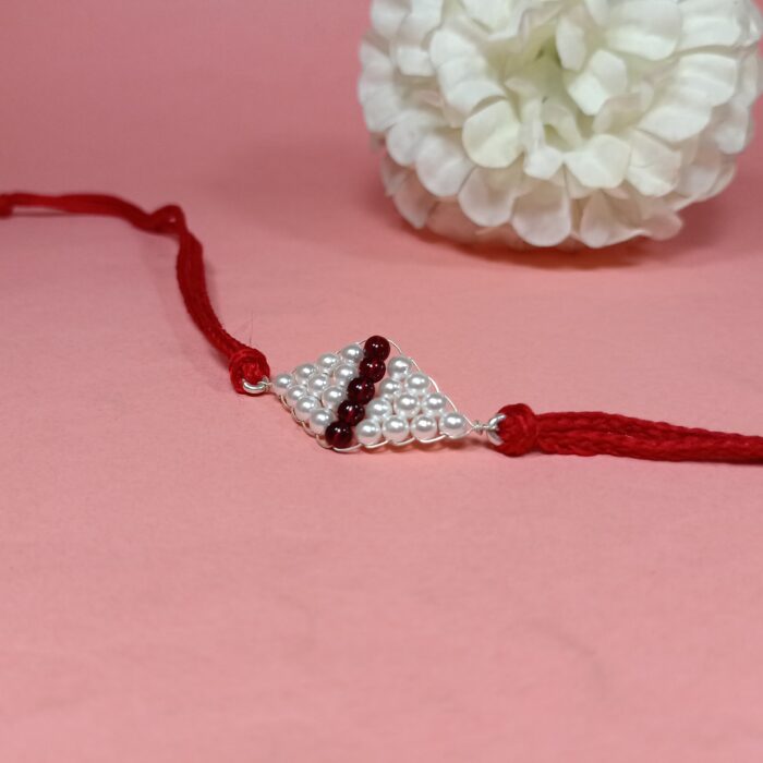 Radiant Silver Beads Rakhi