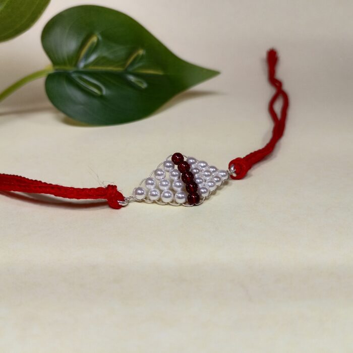 Radiant Silver Beads Rakhi