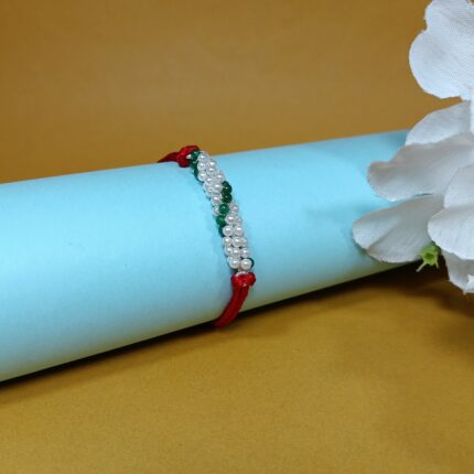 Premium Silver 925 Rakhi with Intricate Beadwork - Symbol of Sibling Bond