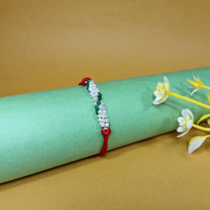 Premium Silver 925 Rakhi with Intricate Beadwork - Symbol of Sibling Bond