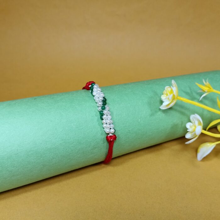 Premium Silver 925 Rakhi with Intricate Beadwork - Symbol of Sibling Bond