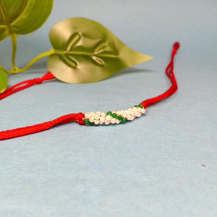 Premium Silver 925 Rakhi with Intricate Beadwork - Symbol of Sibling Bond