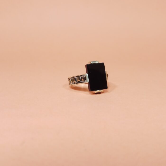 Mystic Noir: 925 Silver Black Stone Ring