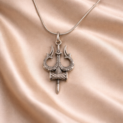 Divine Trishul: Sterling Silver 925 Pendant