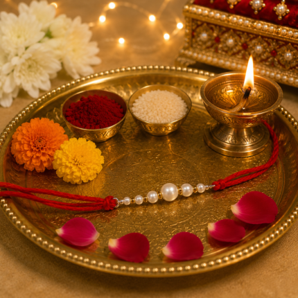 Radiant Pearl Rakhi: Symbolizing Purity and Love