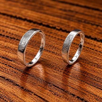 Forever Imprinted: 925 Silver Couple Ring with Thumb Impressions