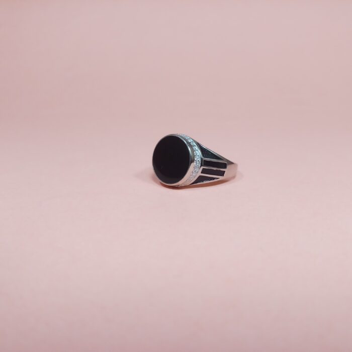 Bold 925 Sterling Silver Black Stone Ring – Statement Piece