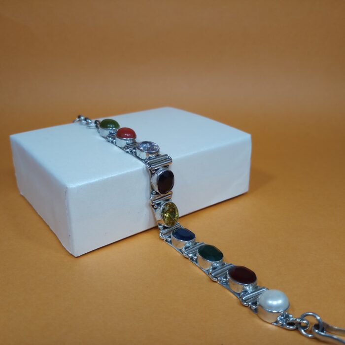 Classic Silver 925 Men's Navratan Bracelet