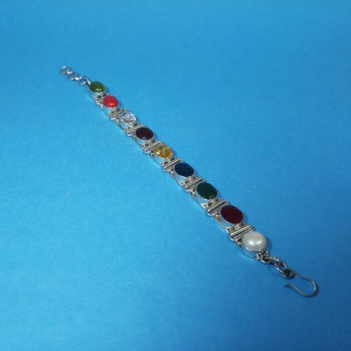 Classic Silver 925 Men's Navratan Bracelet