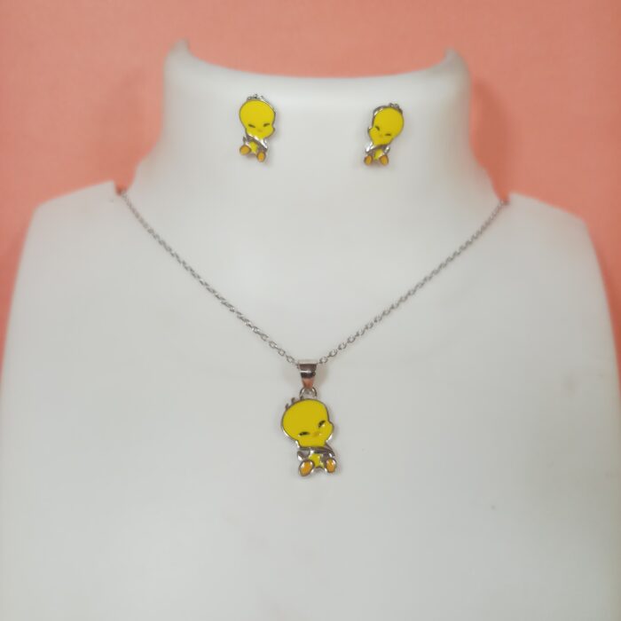 Adorable Silver 925 Kids' Chain Pendant Set
