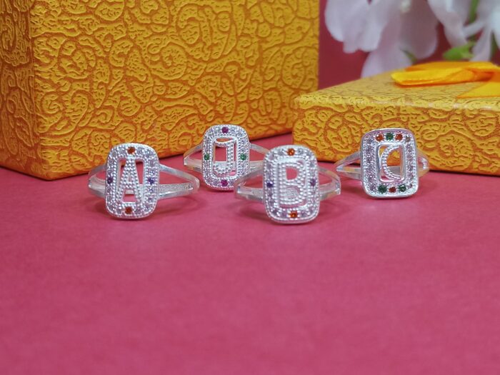 Refined Ladies Silver Alphabet Ring
