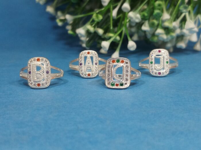 Refined Ladies Silver Alphabet Ring