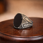 Men's 925 Silver Ring with Black Stone – Classic Elegance