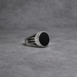 Bold 925 Sterling Silver Black Stone Ring – Statement Piece
