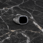 925 Sterling Silver Black Stone Ring – Bold and Refined