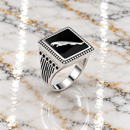 Elegant 925 Silver Ring with Black Stone – Bold Sophistication