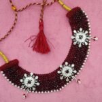 Elegant Silver Necklace Set with Matching Stones