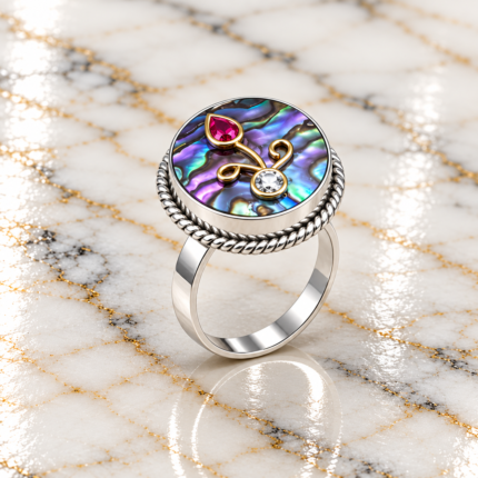edit the silver ring with pink background mirror effect