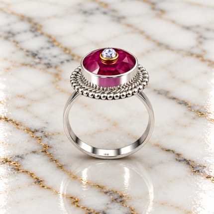 Elegant Sterling Silver 925 Cut Stone Ring