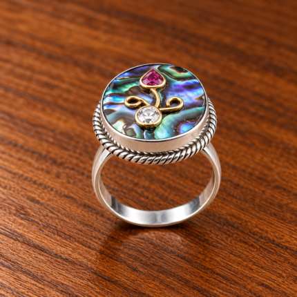 edit the silver ring with pink background mirror effect