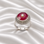 Elegant Sterling Silver 925 Cut Stone Ring