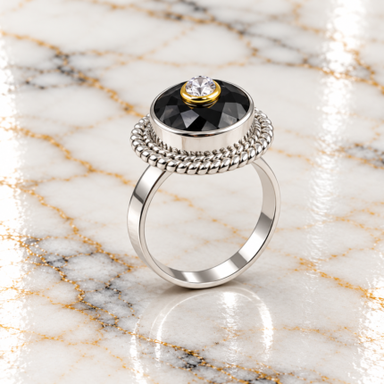 Exquisite Ladies' Silver 925 Stone Ring