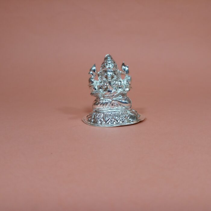 Graceful Silver Ganesha Murti - Pure Silver Idol