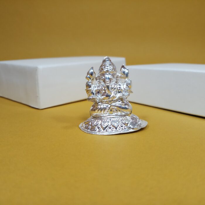 Graceful Silver Ganesha Murti - Pure Silver Idol