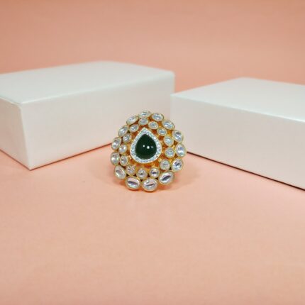 Exquisite Silver Kundan Work Ring