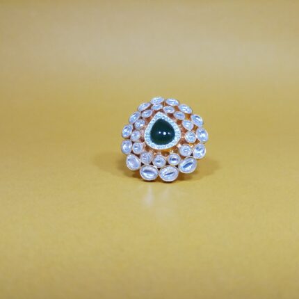 Exquisite Silver Kundan Work Ring