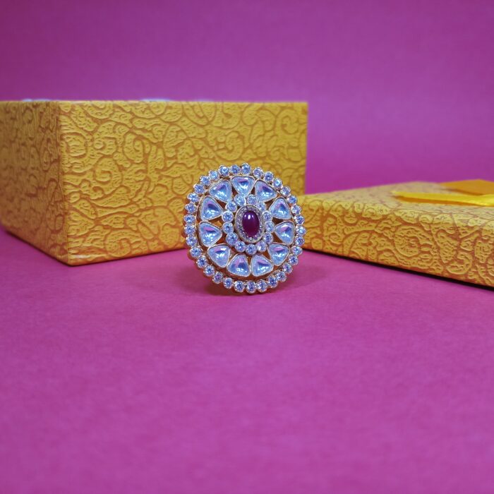 Handcrafted Kundan Work Statement Ring