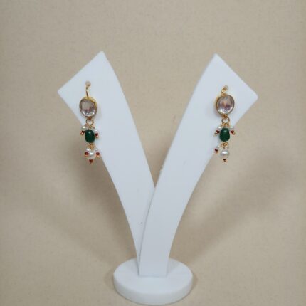 Radiant Kundan Work Silver Earring