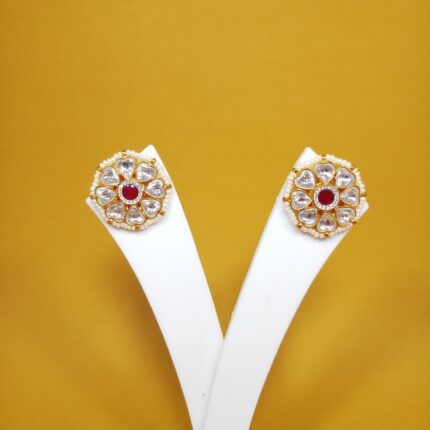 Vintage-Inspired Kundan Work Earring in Silver