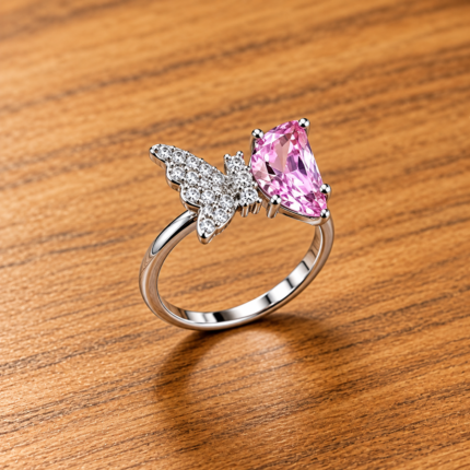 Whimsical Butterfly Design Silver 925 Ring