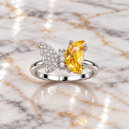 Delicate Silver 925 Butterfly Ring for Ladies
