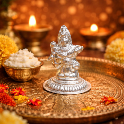 Graceful Silver Saraswati Murti - Pure Silver Idol