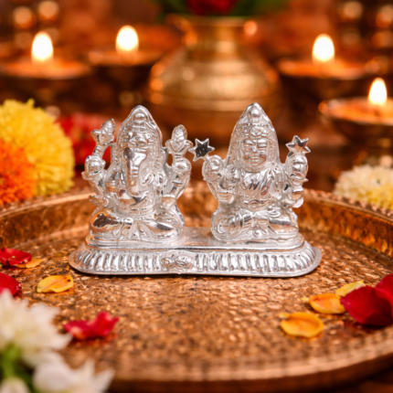 Pure Silver Laxmi Ganesh Murti – Blessings of Wealth and Wisdom