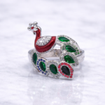 Elegant Peacock Design Sterling Silver Ring