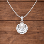 Moon & Pearl Silver Pendant – Timeless Grace